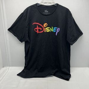 Disney Rainbow Collection Men Black Short Sleeve T-Shirt Colorful Letters SZ 2X